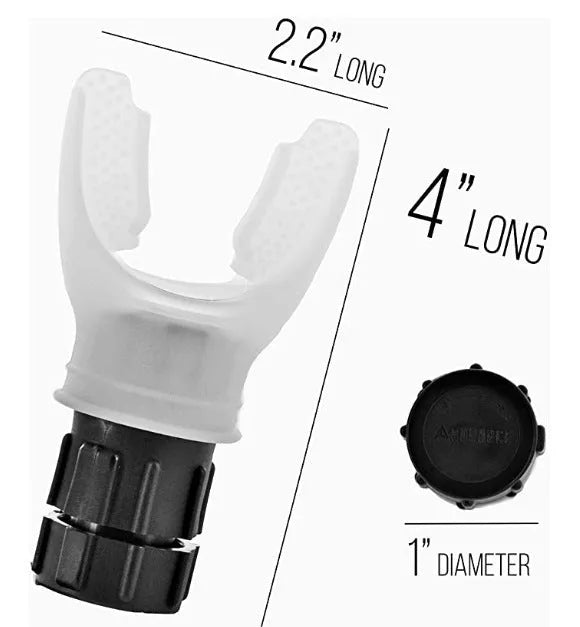 White and black adjustable resistance breathing trainer with silicone mouthpiece