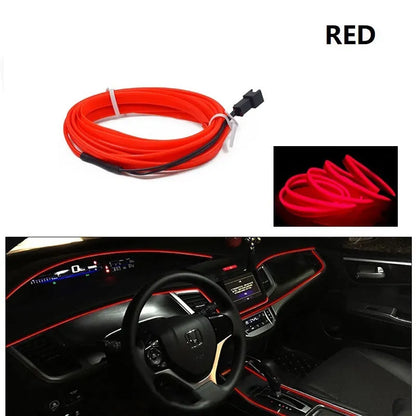 Car ambient light kit showing 6-metre LED light cable and USB driver for interior vehicle lighting.