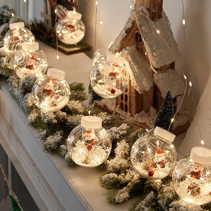 10PCS LED Christmas Curtain Lamp Set with fairy snowman and wishing ball designs for festive decoration