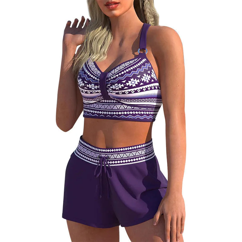 Women's print two-piece bikini swimsuit in polyester available in sizes S to XL