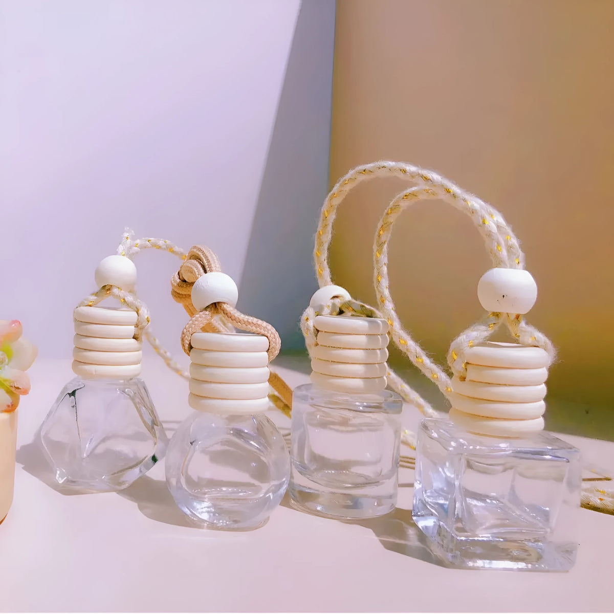 Car perfume pendant fragrance with glass bottle in four style options