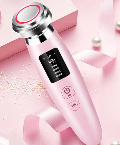 Pink facial cleansing and rejuvenation instrument with USB charging port