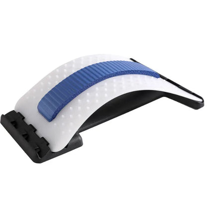 Adjustable back stretcher massager with multiple massage heads for lumbar spine pain relief