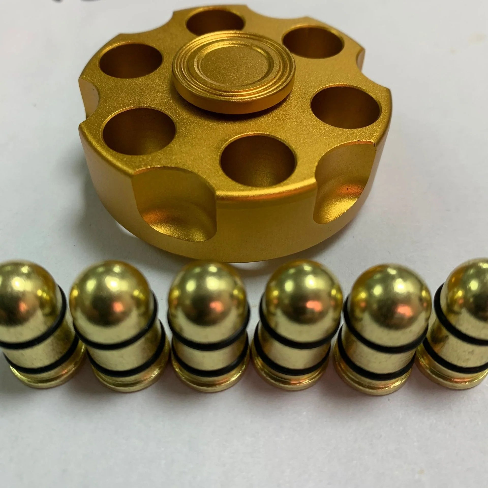 Brass gun revolver bullet fidget spinner with detachable rotating top