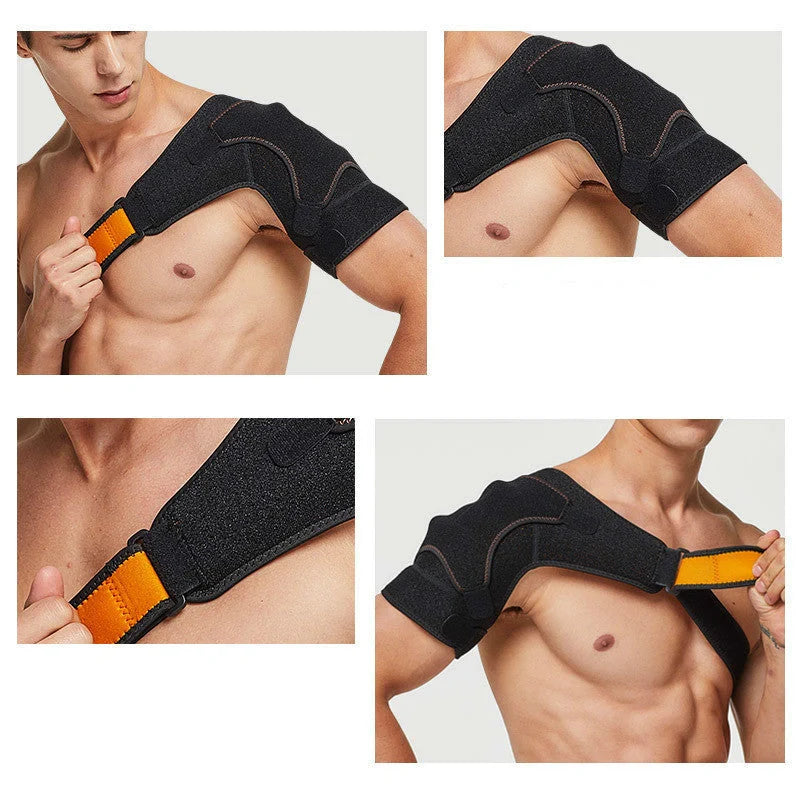 Adjustable Sports Shoulder Protector Support Belt in black, designed for injury recovery