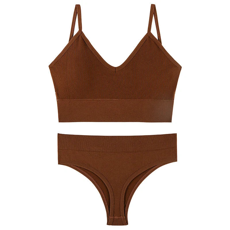 Women's Wireless Push-up Bra Set with French Triangle Cup in various colors and sizes