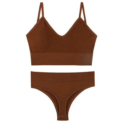 Women's Wireless Push-up Bra Set with French Triangle Cup in various colors and sizes