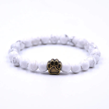Natural Stone Dog Paw Bracelet with anti-fatigue benefits, perfect for dog lovers and wellness enthusiasts.