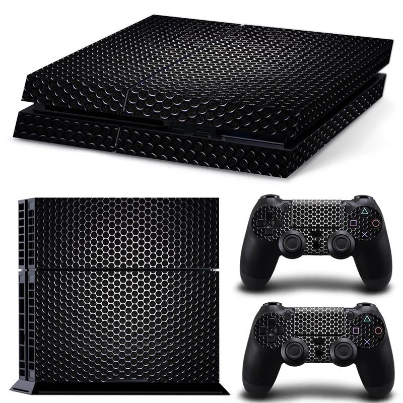 PS4 console protective film in various style designs showing 0.001mm thickness