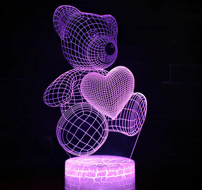 3D acrylic teddy bear LED night light with 16 colour options and remote control