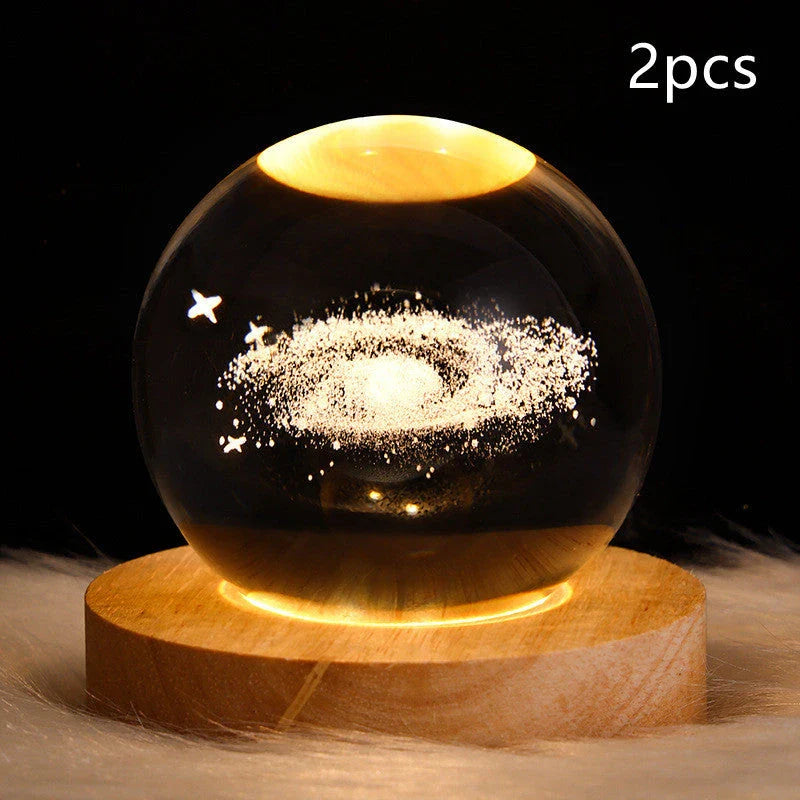 Enchanting galaxy crystal ball night light with 3D pattern, creating a mesmerizing celestial display for bedroom decor