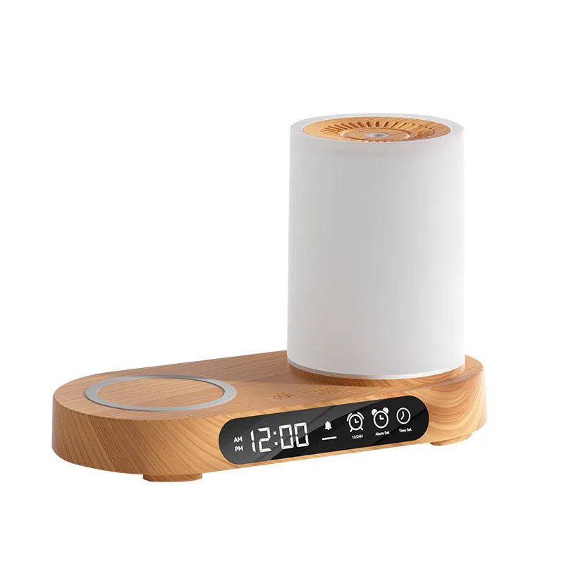 White column USB desktop aroma diffuser humidifier with touch controls showing 92mm diameter