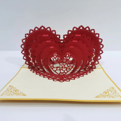 Exquisite 3D pop-up greeting cards for lovers, featuring a variety of romantic motifs like roses, landscapes, and couples.