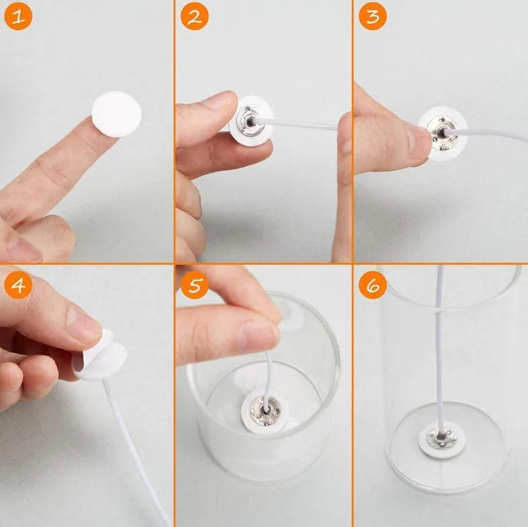 Round double-sided foam adhesive dots for candle wick fixing, 15mm and 20mm sizes, 20 points per piece.