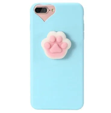 3D cartoon cat silicone TPU phone case for iPhone models, showing soft texture and anti-knock protection