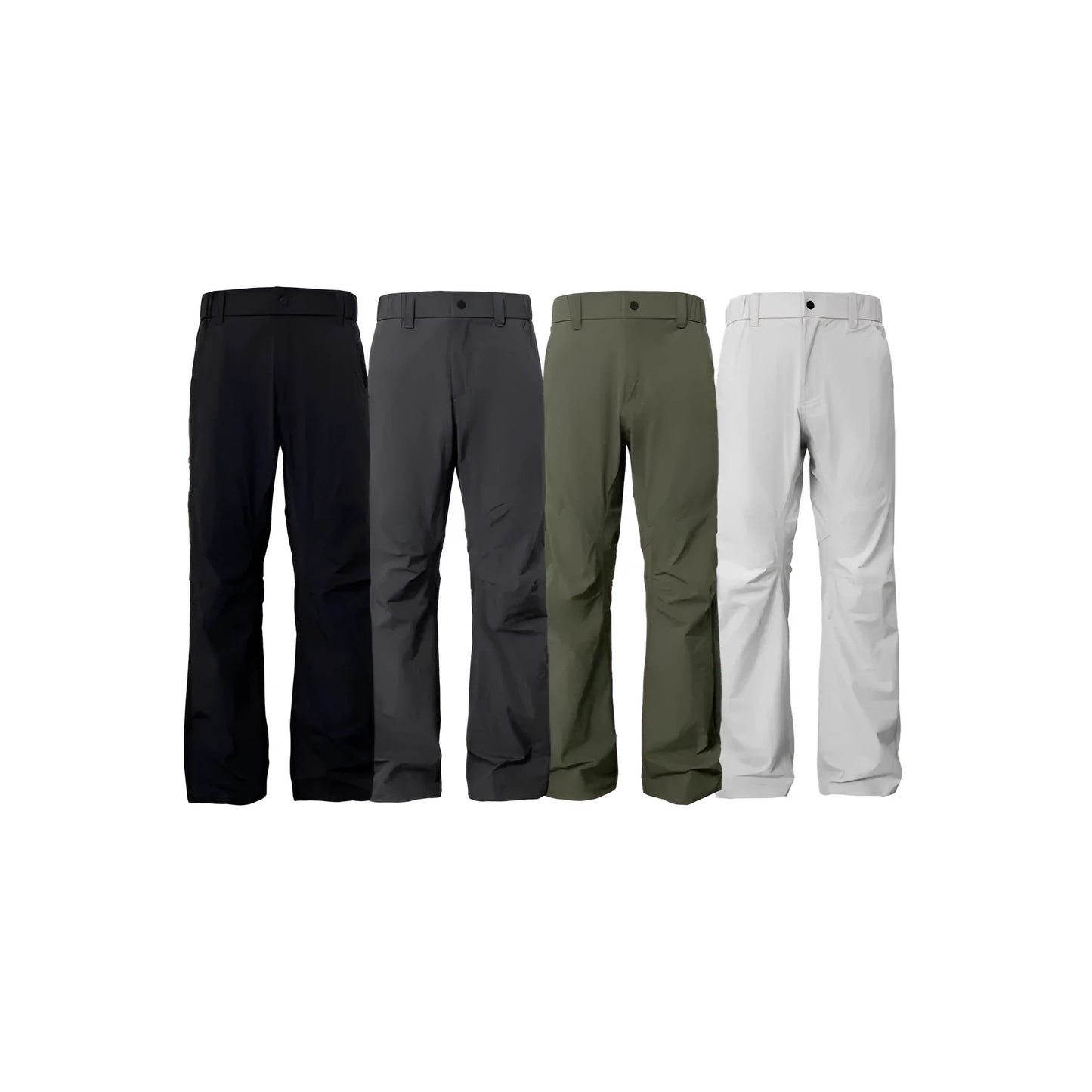 Men's straight leg casual trousers in army green with a mid waist and elasticated back.