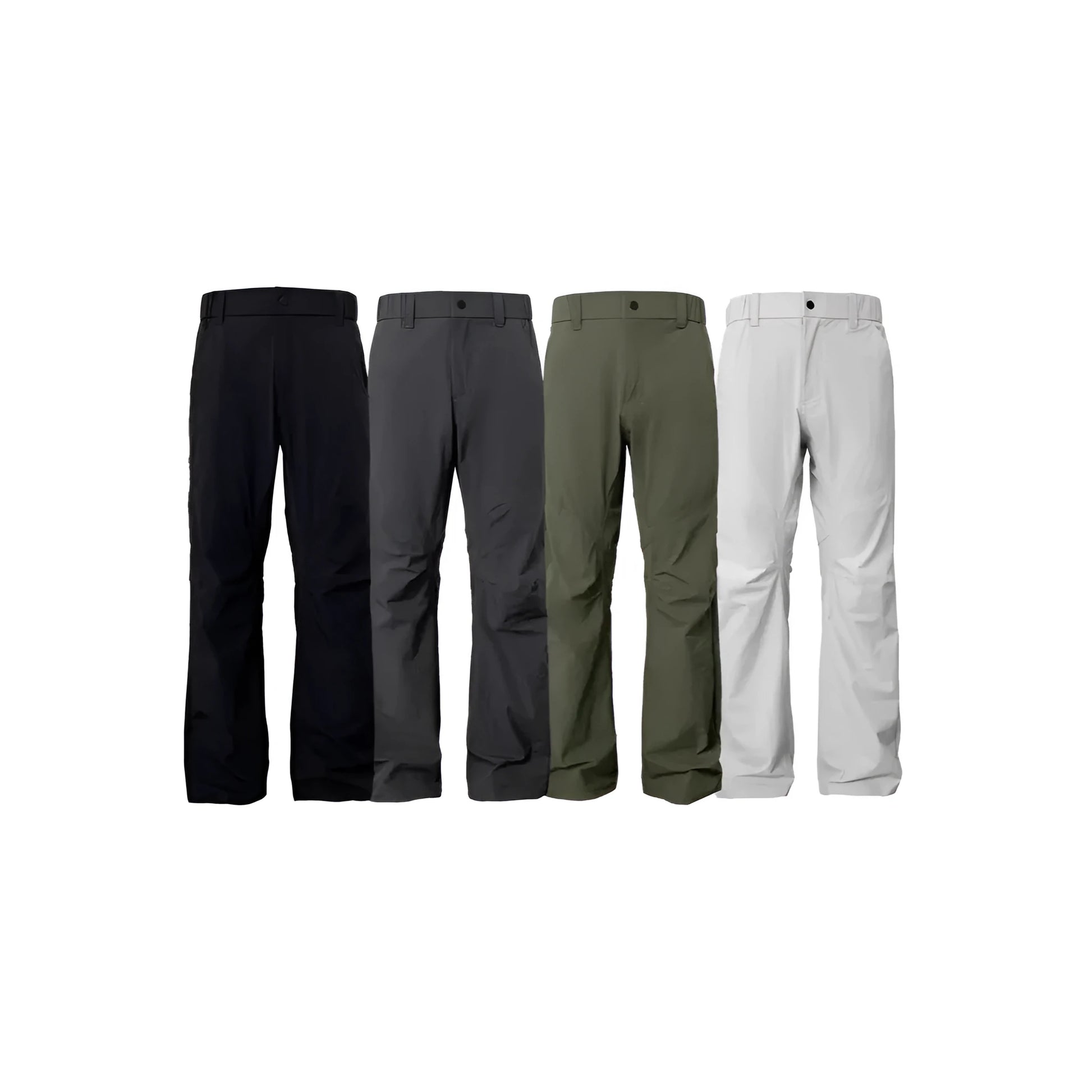 Men's straight leg casual trousers in army green with a mid waist and elasticated back.