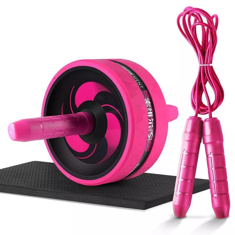 Exercise Fitness Wheel Set with abdominal wheel, yoga mat, and skipping rope for home workouts