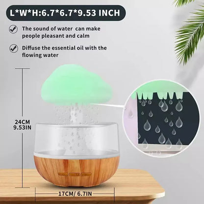 White raining cloud design desk humidifier with water flow effect and essential oil diffusion function