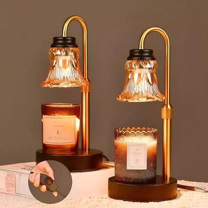 Bamboo lamp holder aromatherapy wax melting lamp with lifting mechanism at 30.5cm height