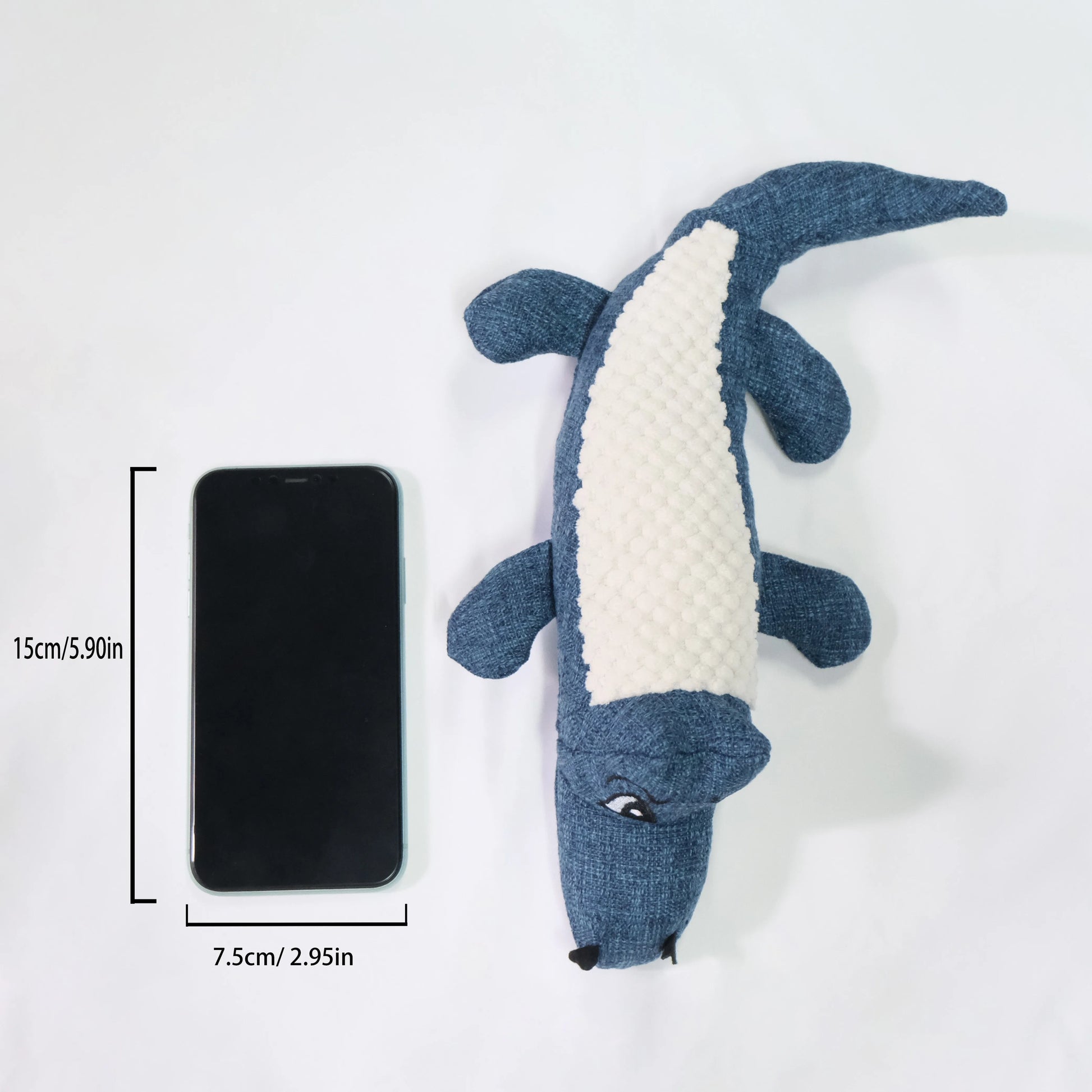 Blue corn grid plush toy for pets with biting sound function next to green and red versions.