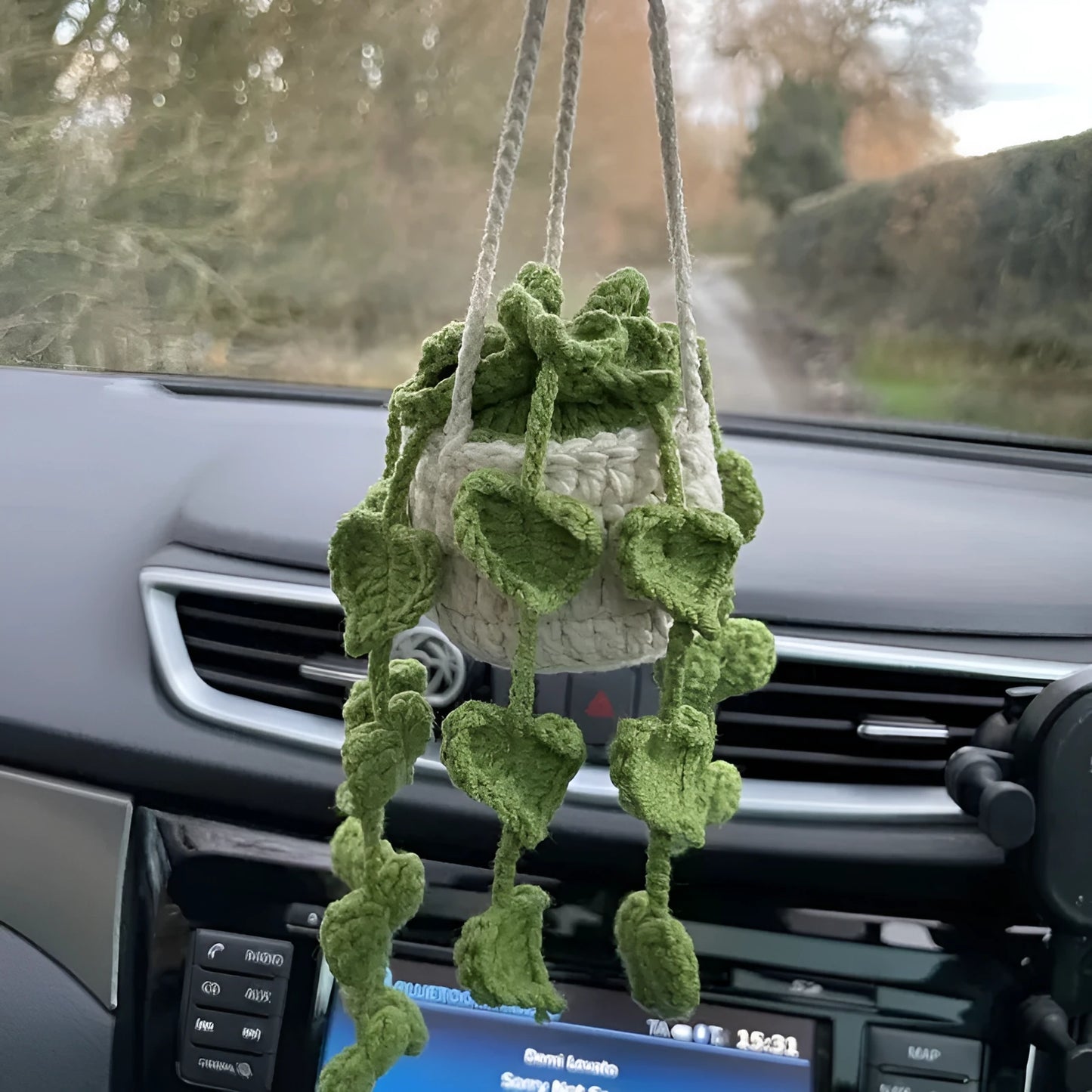 Creative car rearview mirror pendant measuring 22cm by 7cm in chemical fibre