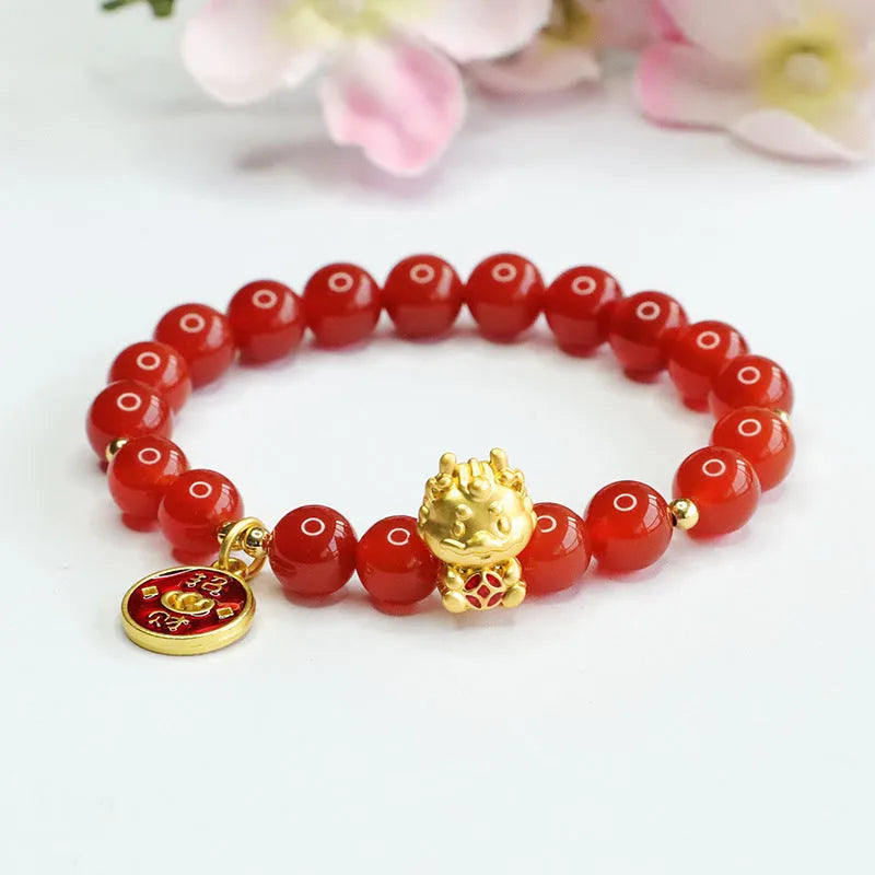 Year of Birth Red Agate Zodiac Dragon Bracelet is a Chinese style 8mm gemstone bracelet featuring a red agate bead string design suitable for zodiac jewellery and cultural accessory occasions.