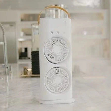 Versatile Portable Humidifier Fan with Cooling Mist - 3-in-1 Climate Control Device in White