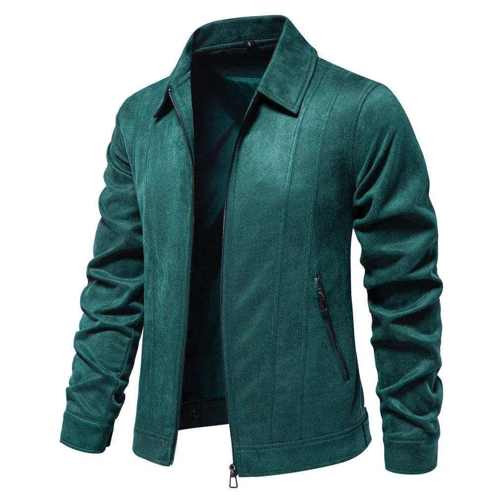 Men's stylish suede lapel zipper jacket for autumn and winter in various colours