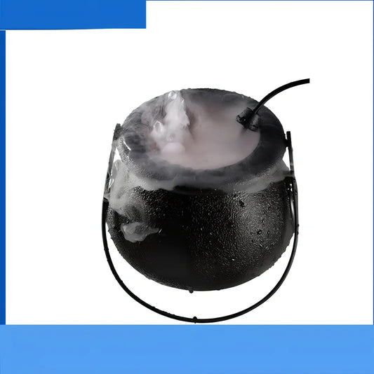 Compact 12-LED ultrasonic mist maker in ABS plastic, producing fog for Halloween fountains, 13x13x11cm size with colour lights