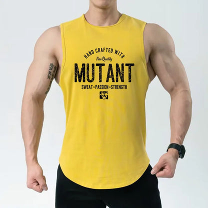 Loose fit sleeveless workout tank top vest in a selection of graphic colour designs.
