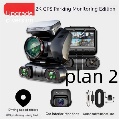 Plastic multi-lens dashboard camera with 2-inch screen for vehicle recording
