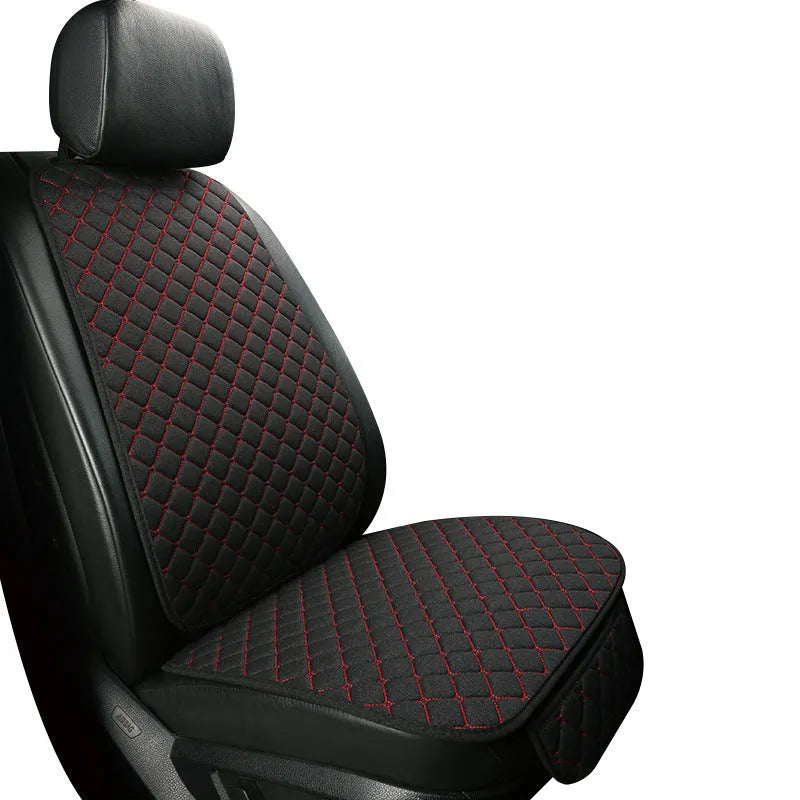 Linen car seat cushion with back support in various colour options including warm cream, coffee and Lafite red