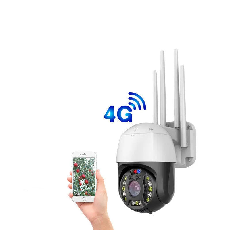 Outdoor dome surveillance camera with 360-degree rotation capability showing infrared sensors for night vision