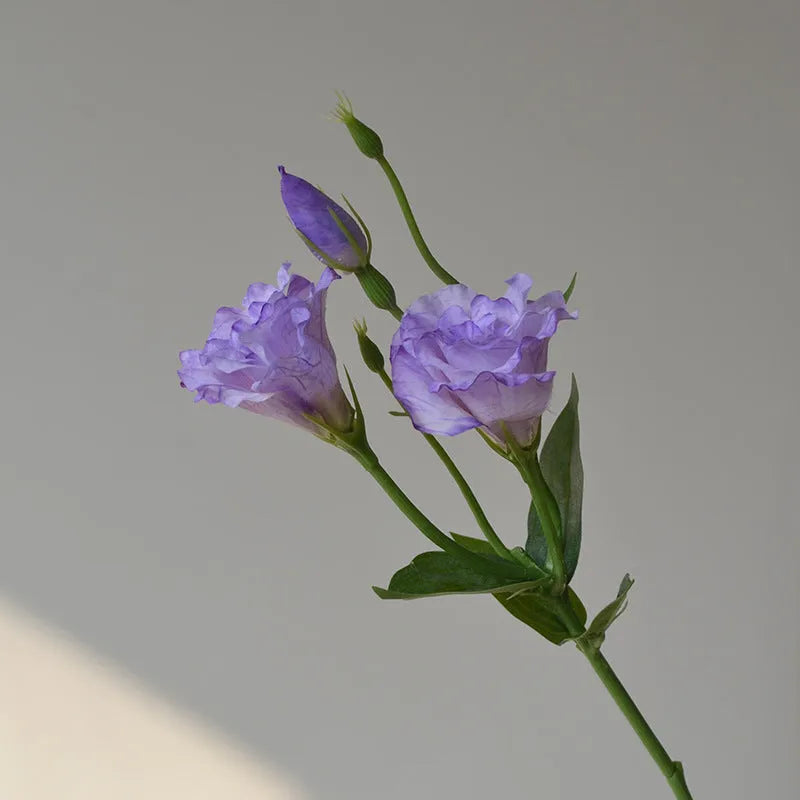Silk artificial eustoma flower set with three blooms in five colour options for wedding and home decoration
