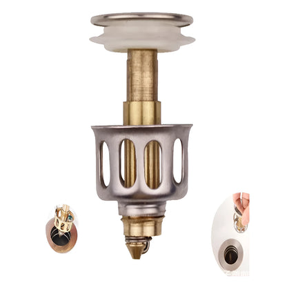 Copper manual press bounce filter element for single basin sink with white modern design
