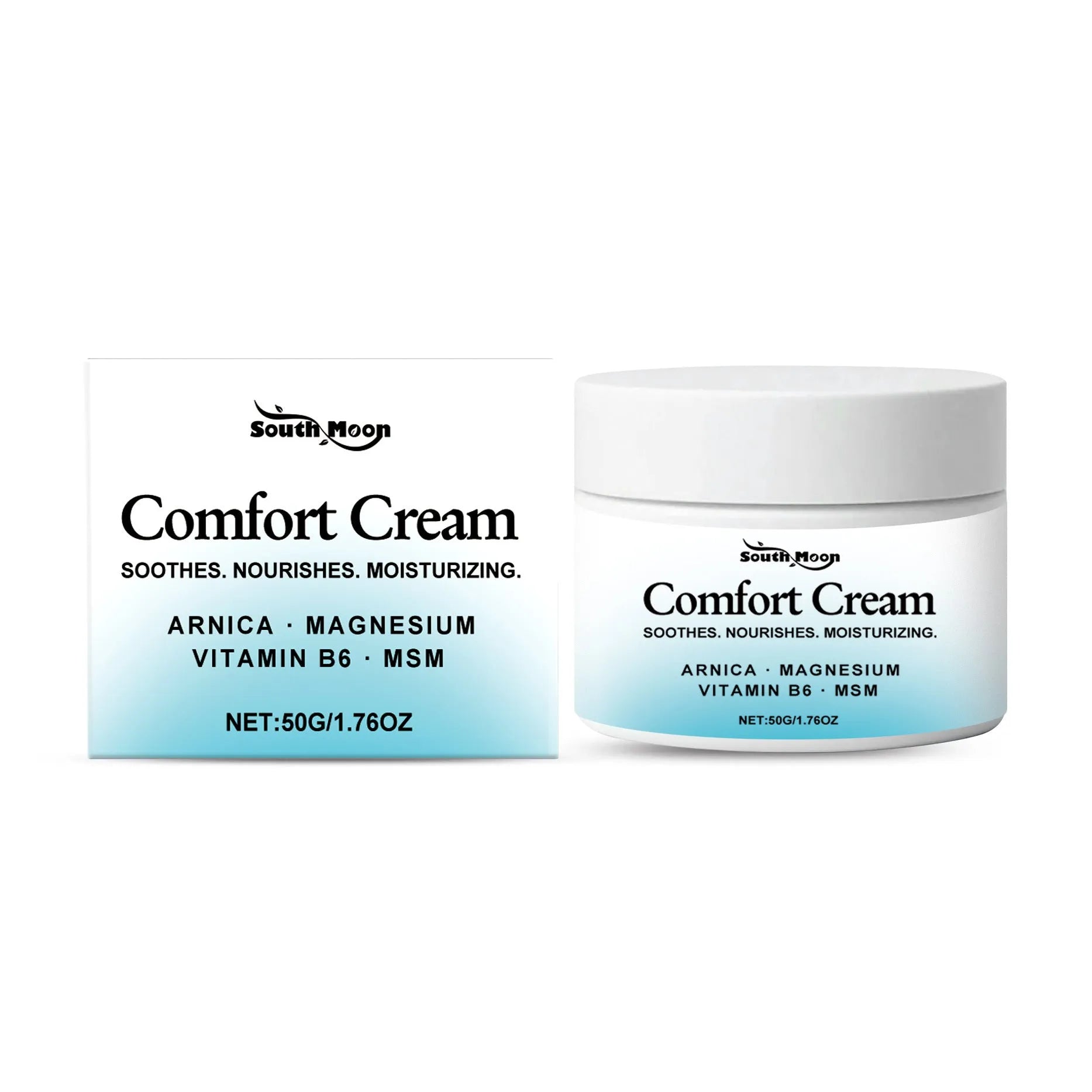 White jar of 50g Gentle Hydrating Body Moisturising Cream with Shanjinchehua.