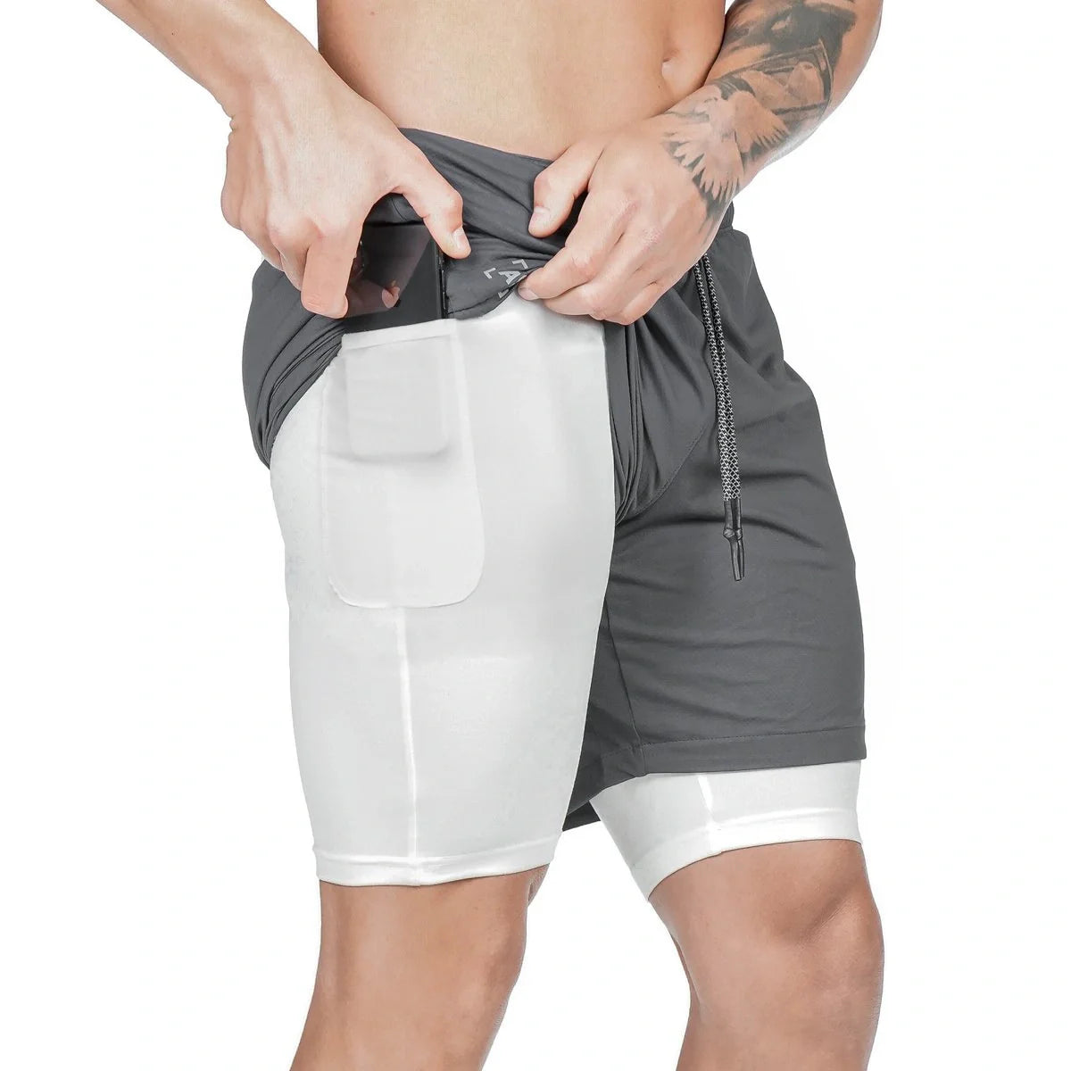 Premium compression shorts with pockets for men, perfect for gym and casual wear