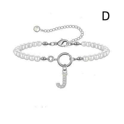 2024 Fashion Toggle Clasp Initial Bracelet with 6mm Pearl