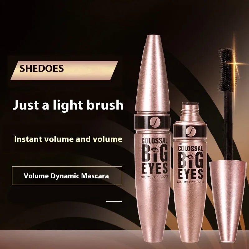 Black waterproof thickening mascara tube with 12ml sweatproof formula and standard brush applicator