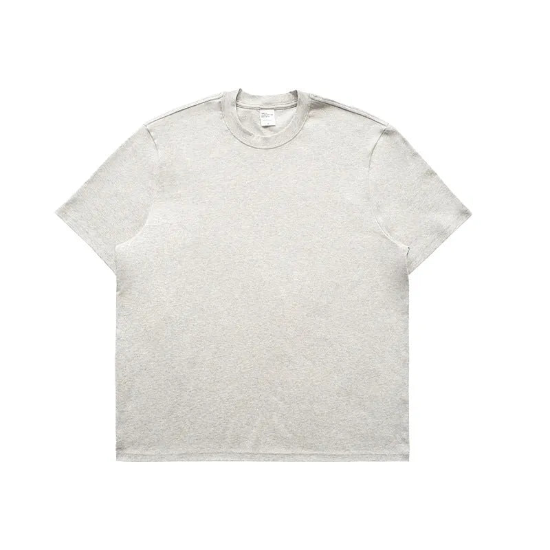 Pure cotton solid colour short-sleeve T-shirt in black, white, grey, or melange grey, sizes S-XL
