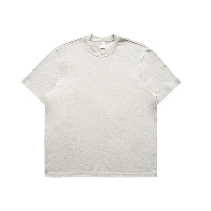 Pure cotton solid colour short-sleeve T-shirt in black, white, grey, or melange grey, sizes S-XL