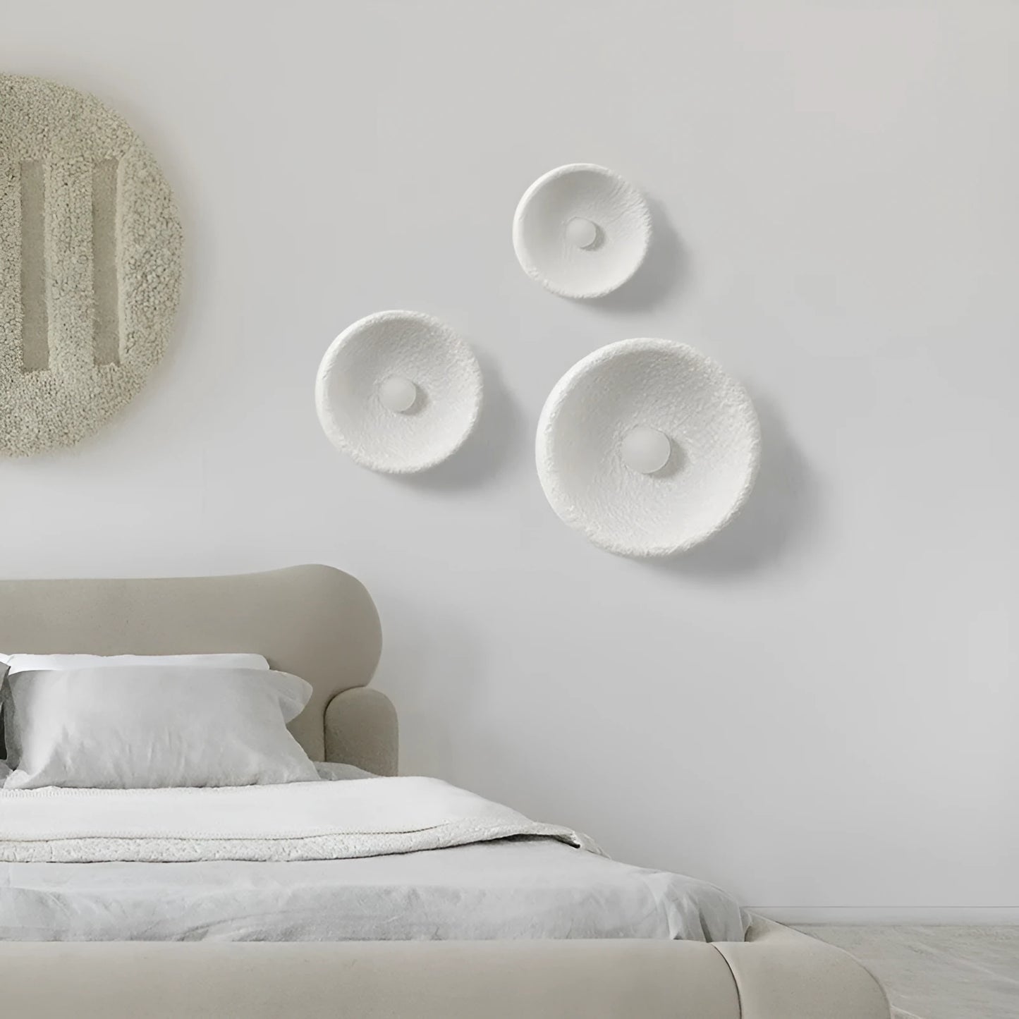 Japanese modern wall lamp with resin shade in three diameter sizes