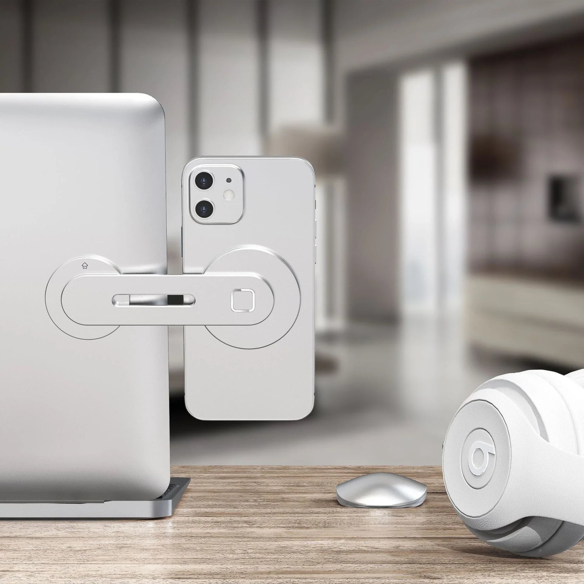 Premium collapsible magnetic phone mount for laptop or monitor, versatile desk accessory for seamless multitasking