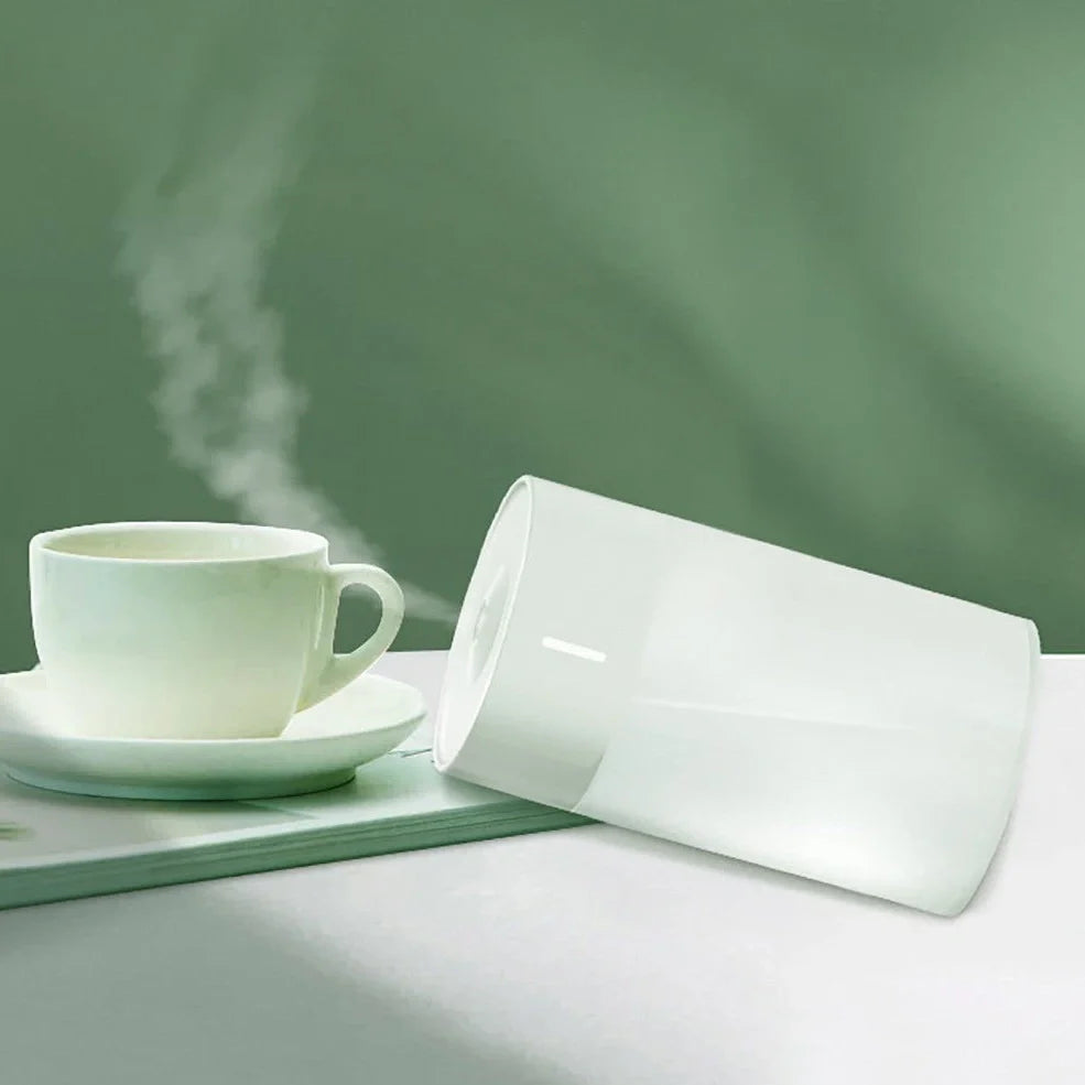 Pearl white columnar ultrasonic humidifier, 140x70mm, USB powered for car and bedroom aromatherapy mist