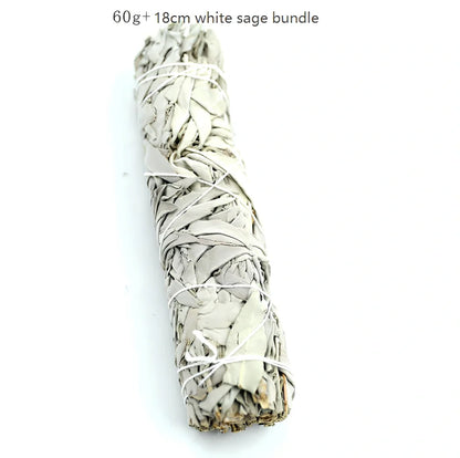 Natural white sage bundle measuring 18cm long with 3.5cm diameter for space purification