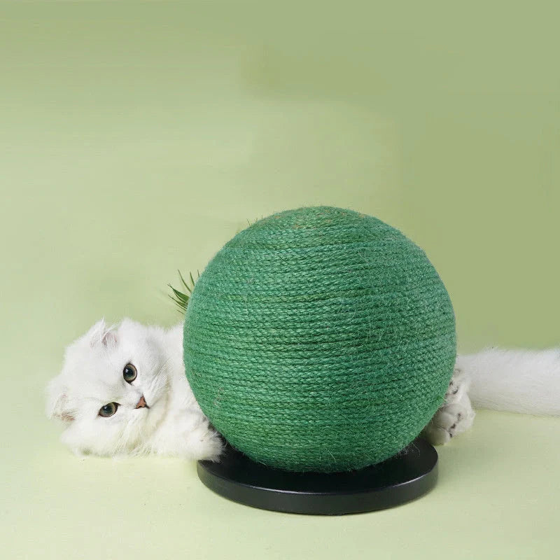 Cactus-shaped cat scratching ball with sisal rope for nail health