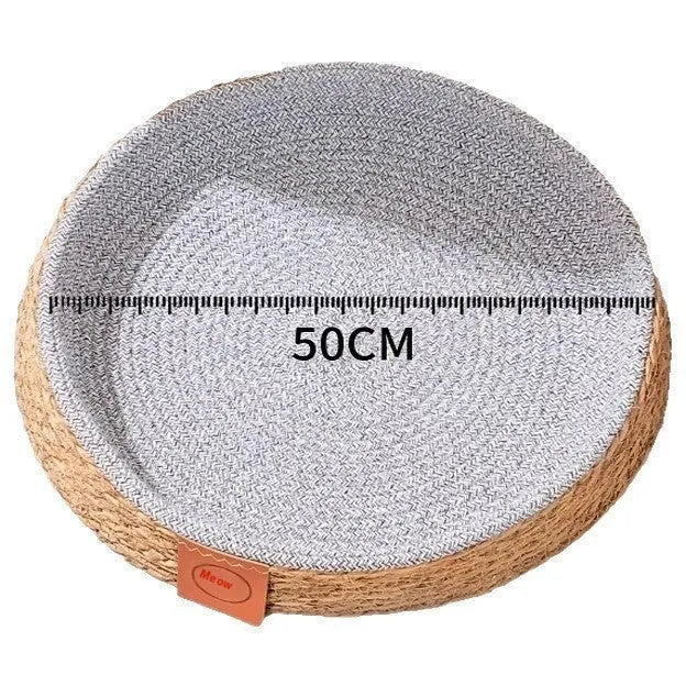 Rattan cat nest bed cage showing woven construction and elevated design for feline sleeping comfort