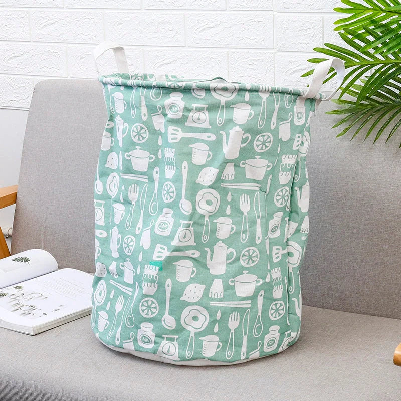 European style cotton linen laundry basket with various designs for home organisation