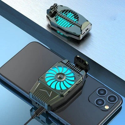 High-performance smartphone cooling device with cooling fin, ice pack, and ergonomic controls